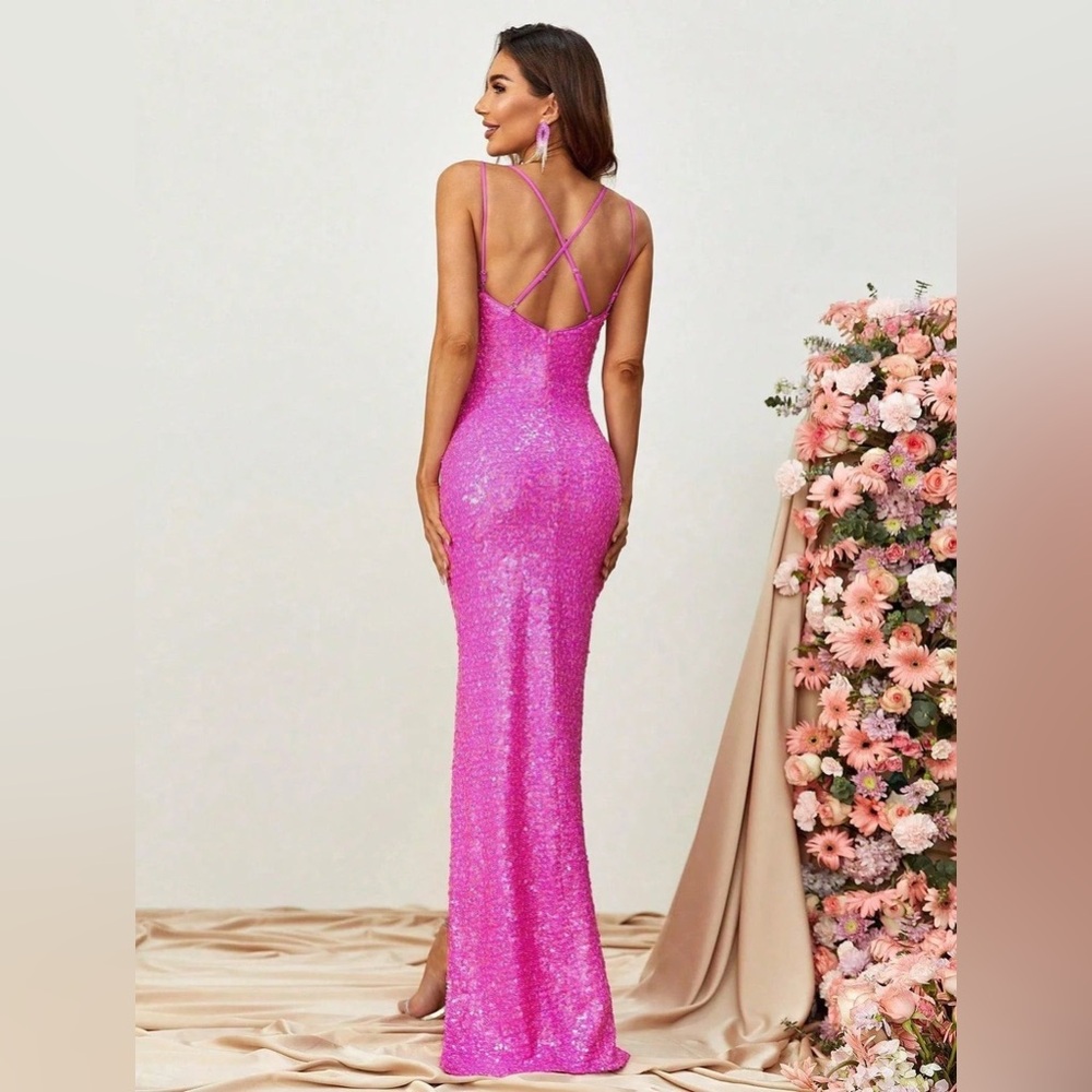 Faeriesty Spaghetti Straps Backless Split Thigh S… - image 2